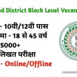 Jharkhand District Block Level Vacancy 2026