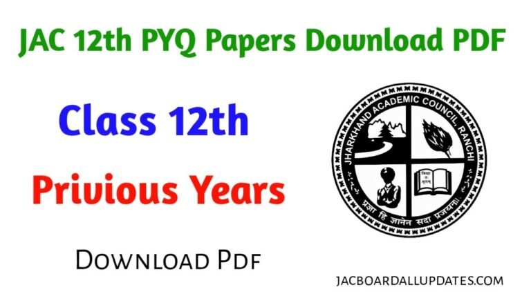 JAC Class 12 Previous Year Question Papers Download PDF