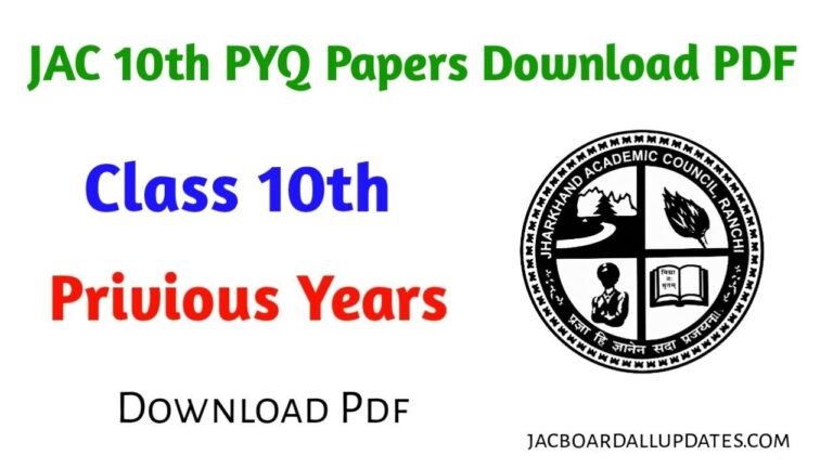 JAC 10th Previous Year Question Papers Download PDF